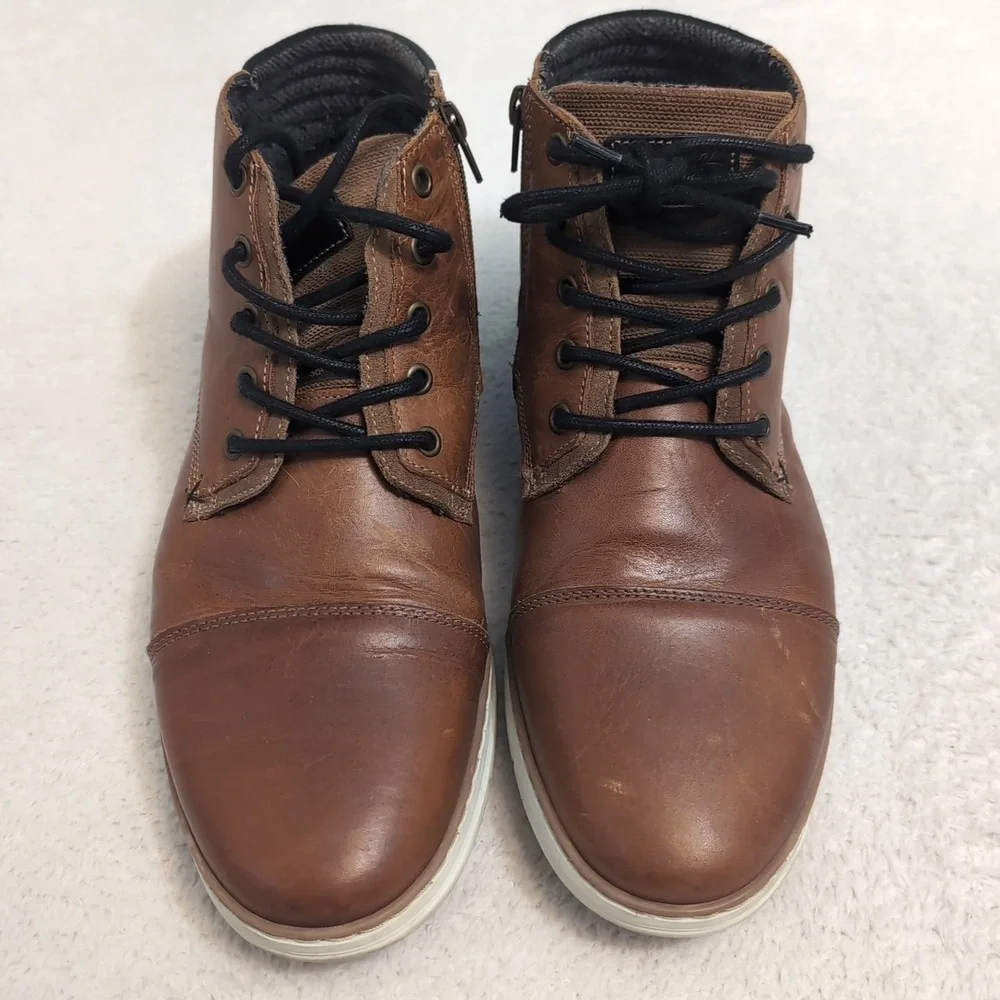 Mens‎ Bullboxer Adyn Chukka Brown Side Zipper Cap Toe Boots  Sz 12 EUC